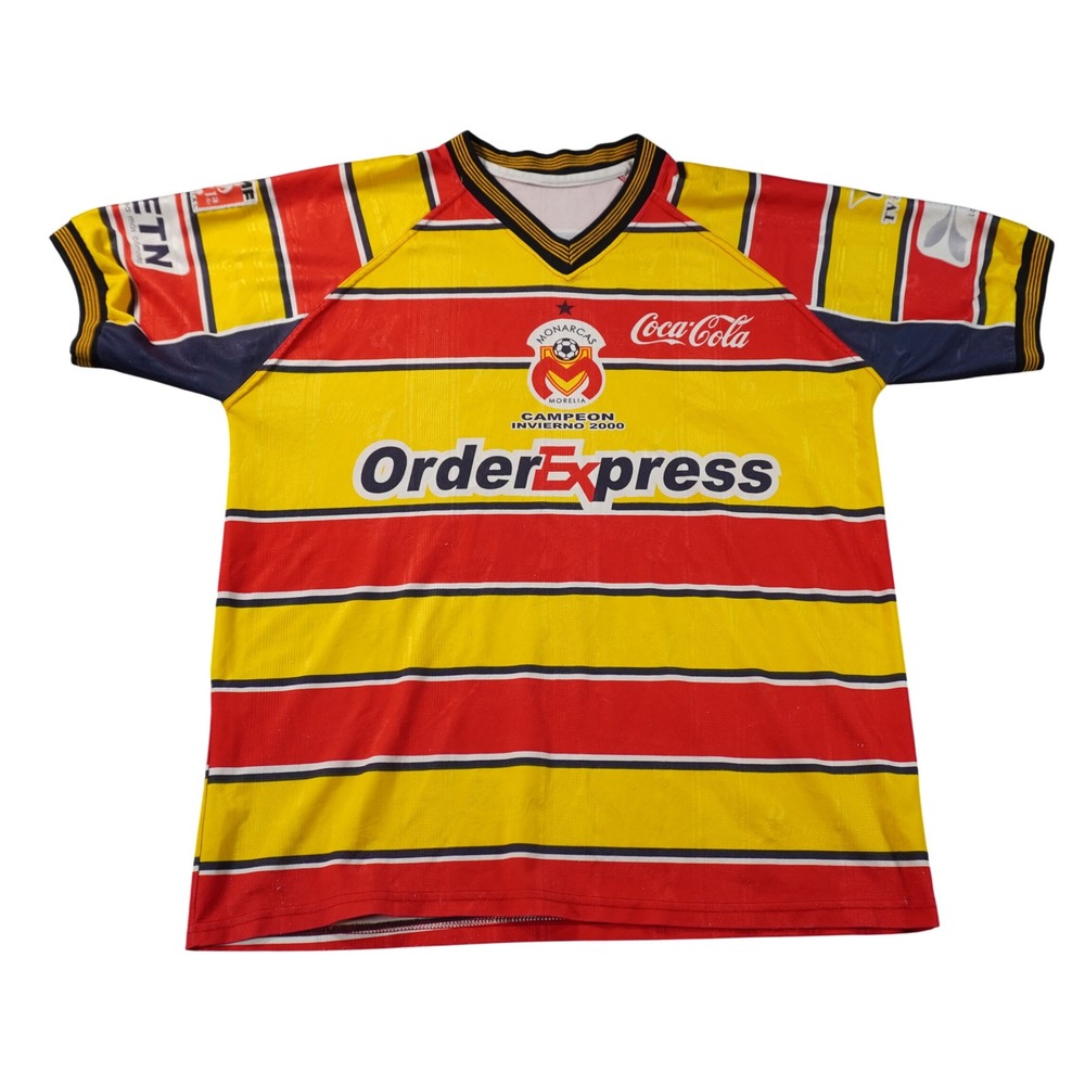 Vintage Monarcas Morelia Soccer Jersey Mens Large Yellow Campeon Invierno 2000